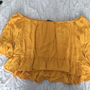 papaya off the shoulder yellow top